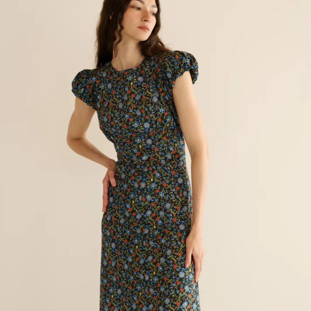 Doen RHODIA DRESS IN NOIR PRAIRIE DE MONTAGNE size L